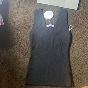 NWT black ribbed verge girl tank top. Size m/l